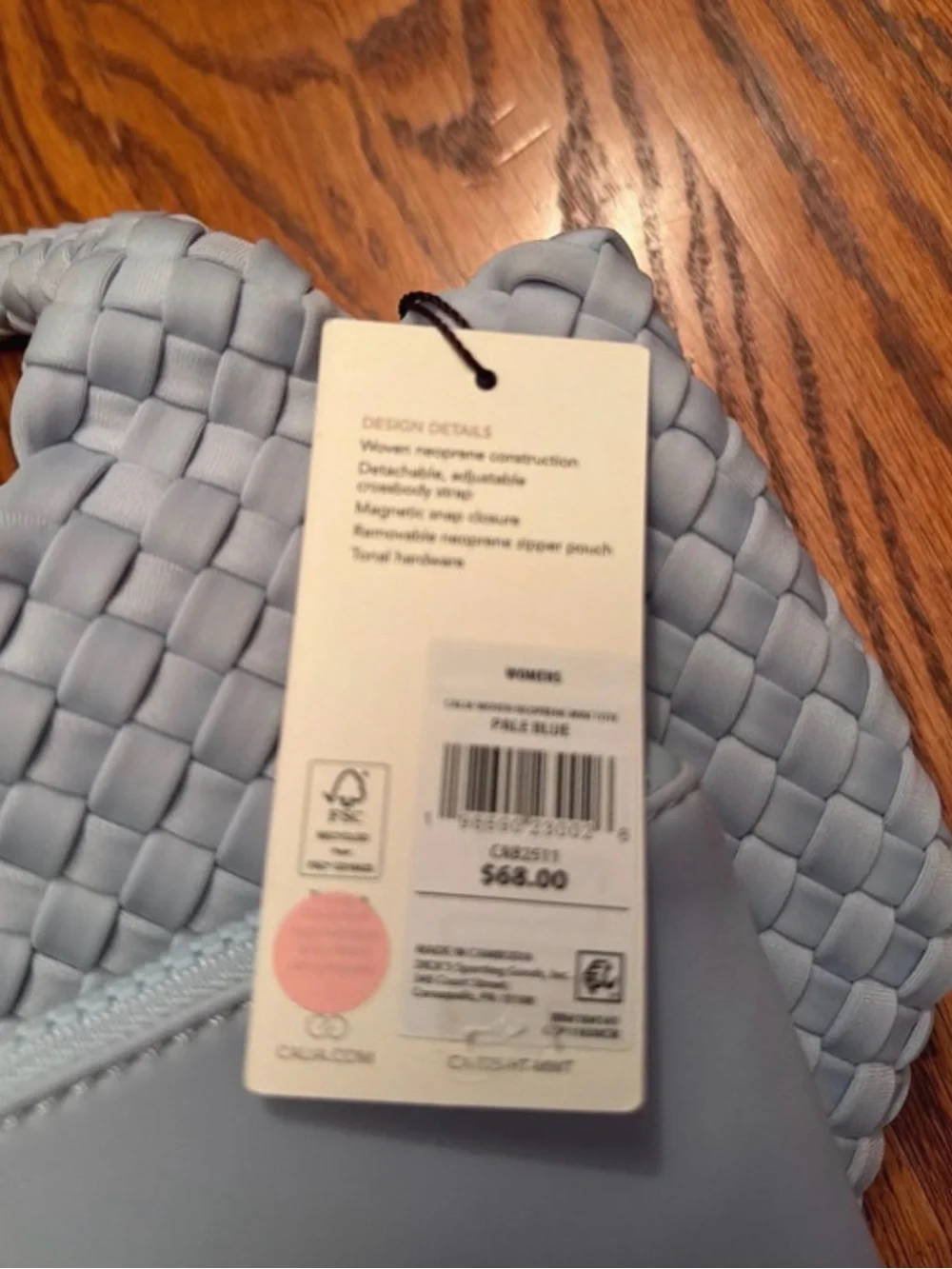 Woven Light Blue Tote Bag with Top Handles